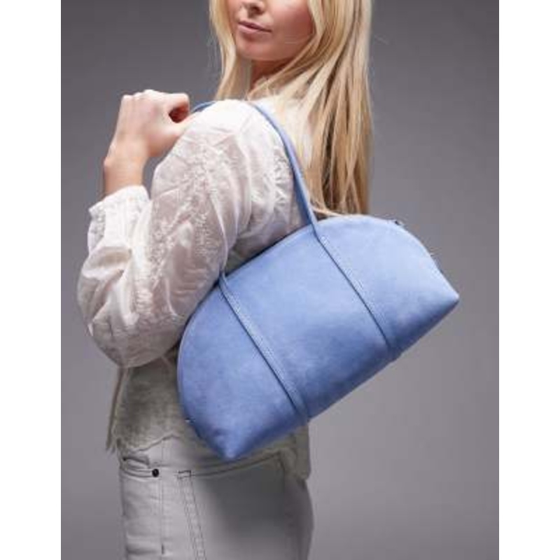 & Other Stories real suede two handle curve shoulder bag in brown