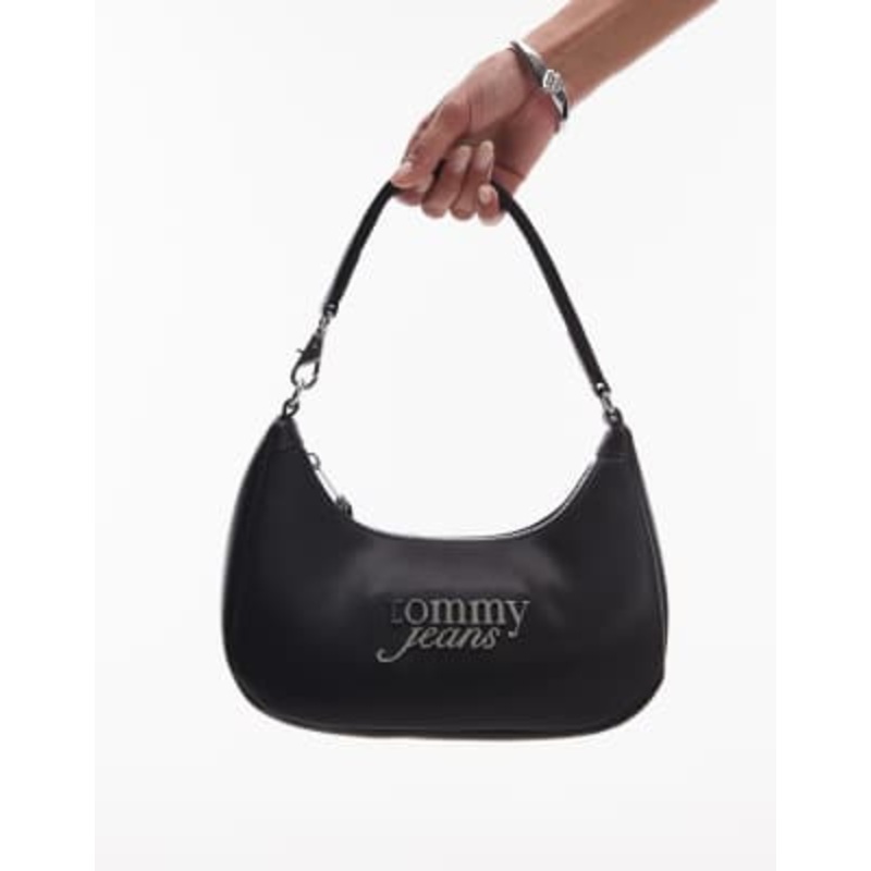 Tommy Jeans script logo shoulder bag in black