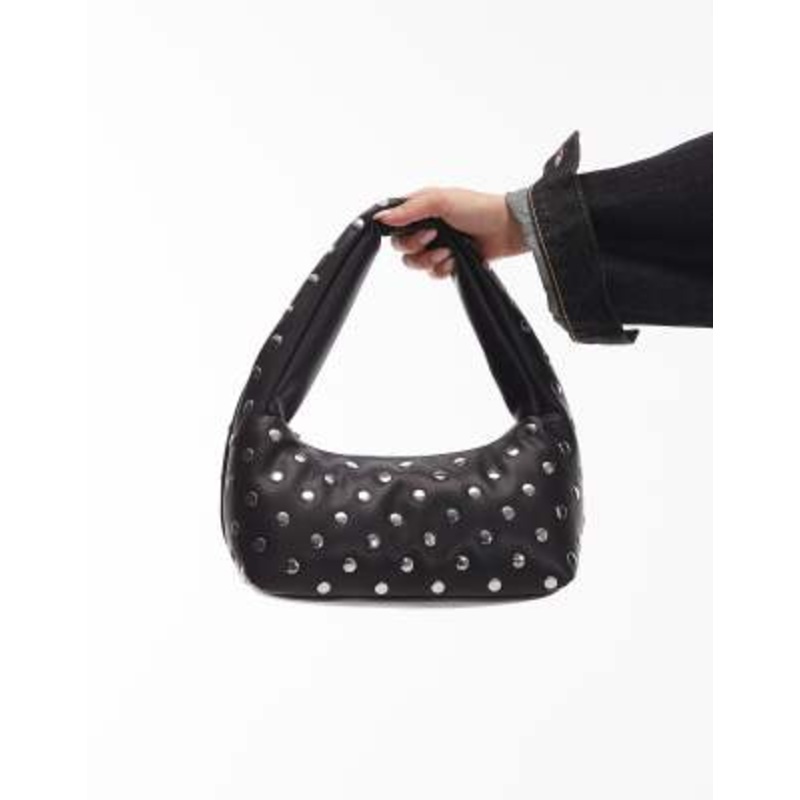 Tommy Jeans studded leather shoulder bag in black