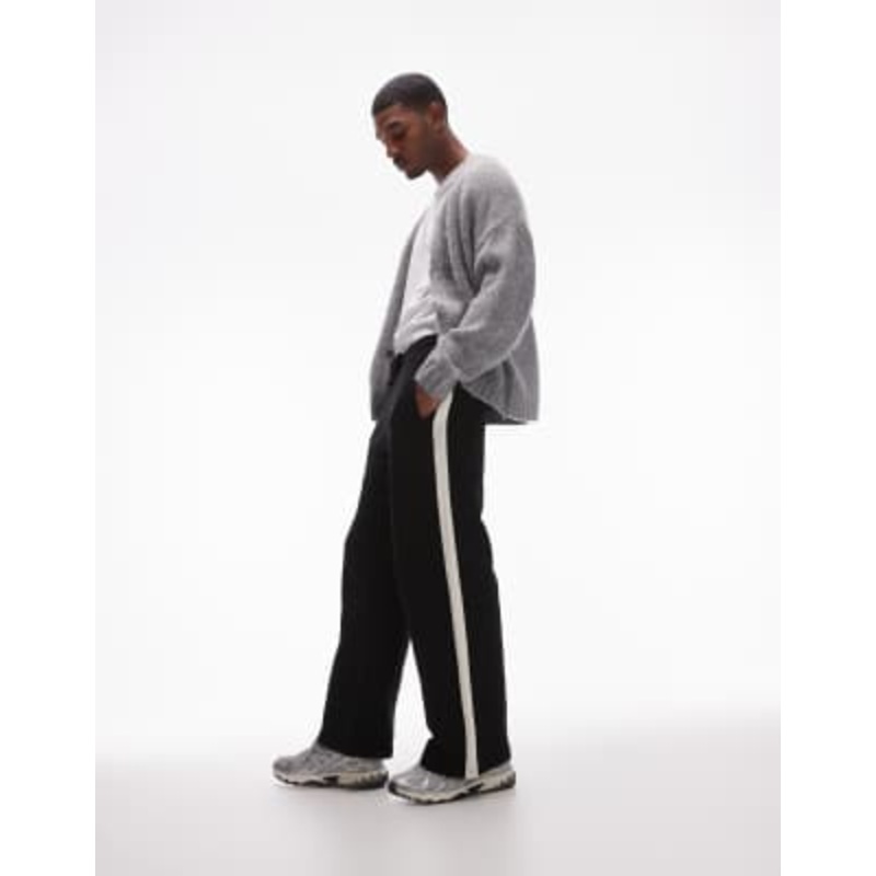 Topman baggy leg sweatpants with contrast side stripe in black