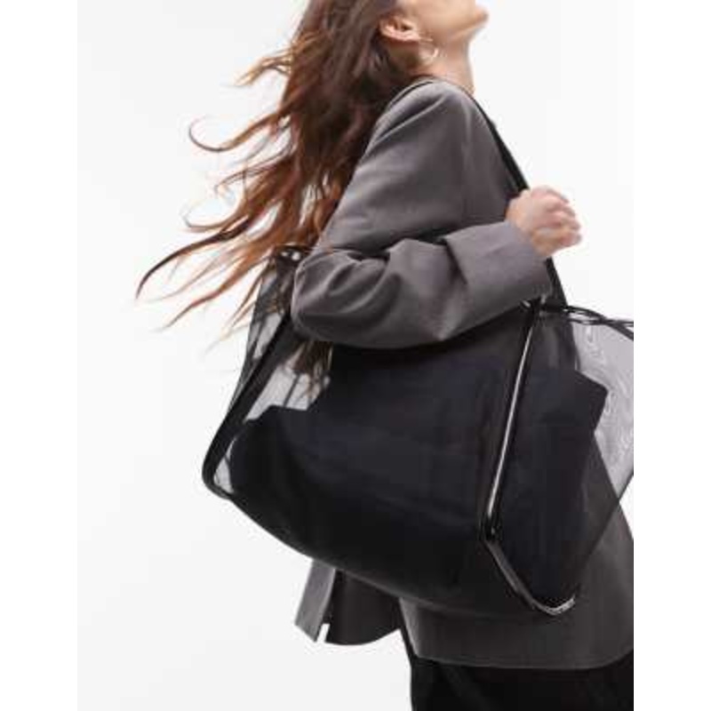 Topshop Sutton mesh shoulder bag in black