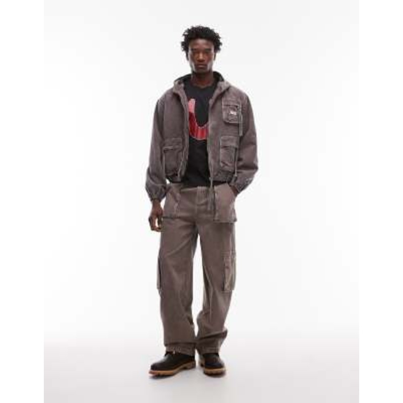 True Religion Big T baggy cargo jeans in brown wash