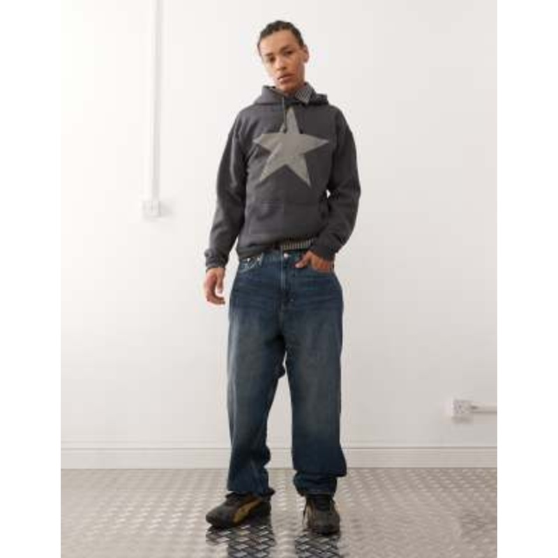 Weekday Galaxy loose fit baggy jeans in dark blue wash