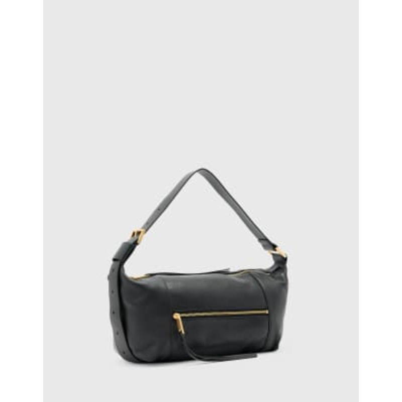 AllSaints Vega leather shoulder bag in black