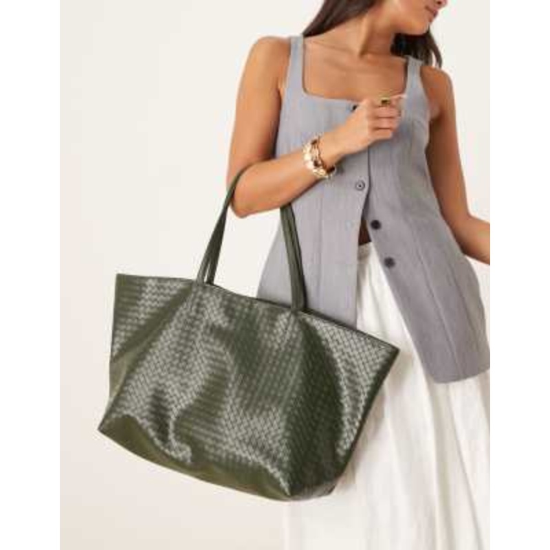 Becksondergaard rallo lottie woven tote bag in dark green