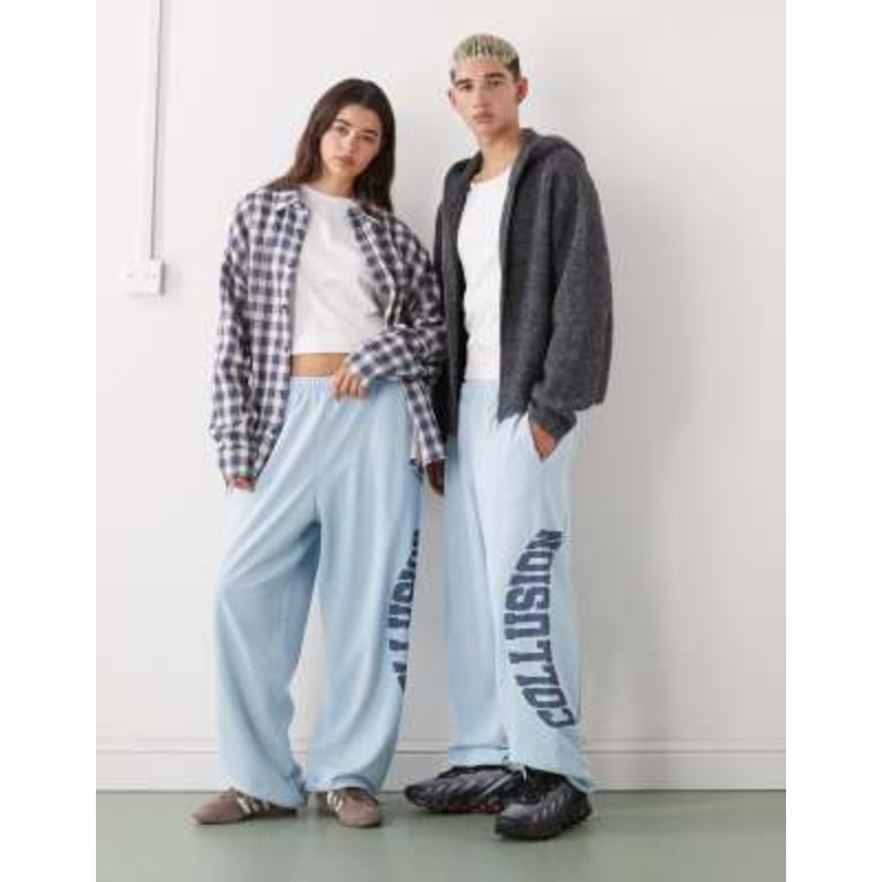 COLLUSION Unisex washed baggy sweatpants with contrast stitch detail