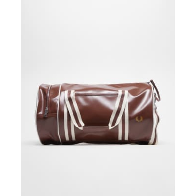 Fred Perry classic barrel bag in tan & ecru