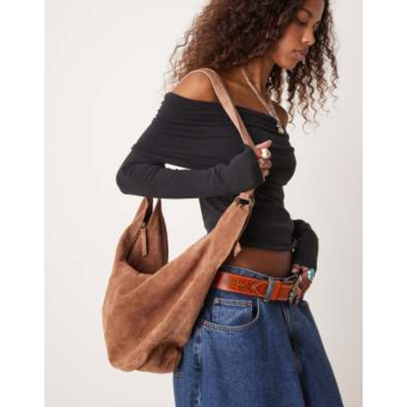Free People roma suede tote bag in rust