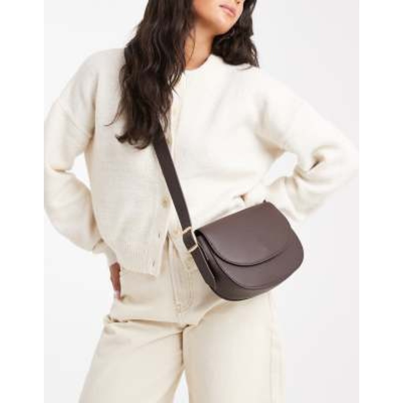 Glamorous crossbody saddle bag in chocolate brown