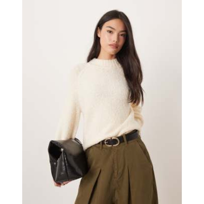 Glamorous oversized baggy fit knit sweater in ecru