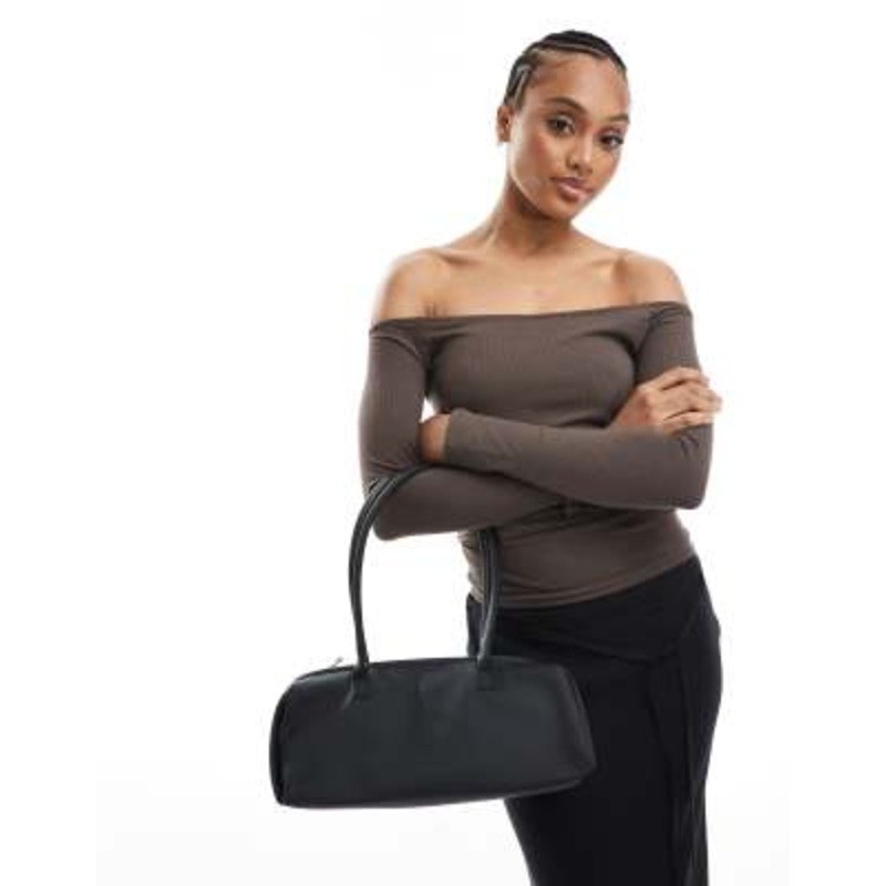 Glamorous slouchy long shoulder bag in black