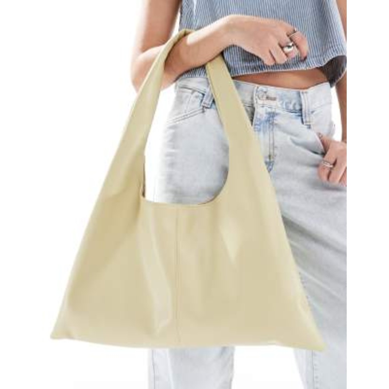 Glamorous winged shoulder tote bag in pale green