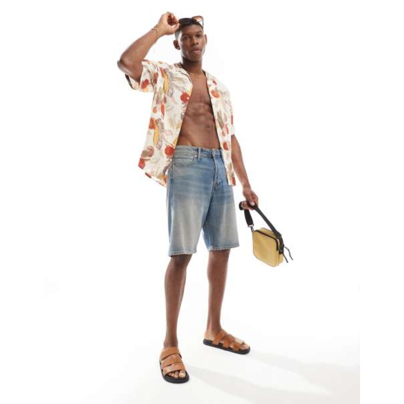 Jack & Jones alex baggy fit denim jorts in vintage blue wash