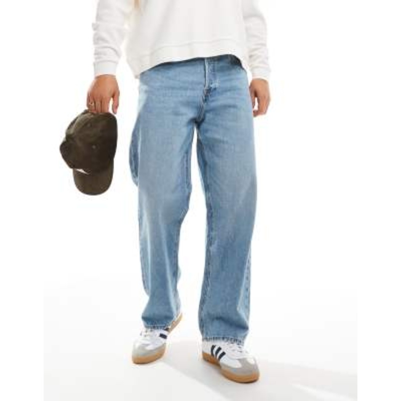 Jack & Jones Alex baggy jeans in mid blue vintage wash