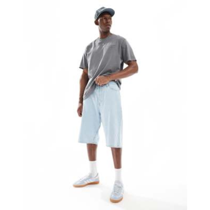 Jack & Jones Ron baggy fit denim jorts in light blue