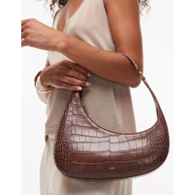 JW PEI Harlee asymmetric shoulder bag in brown croc