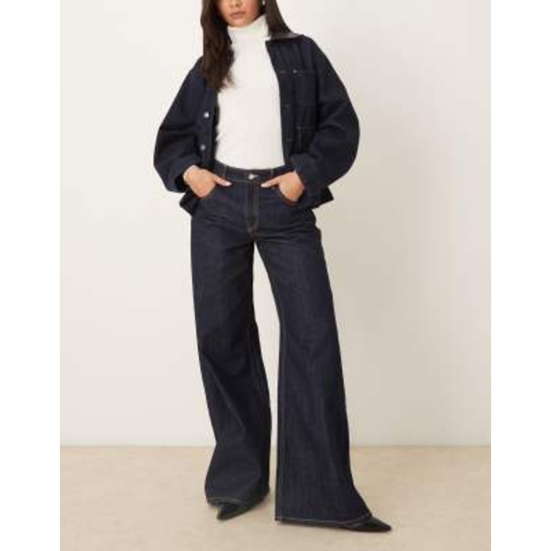 Mango Annie 100% cotton baggy jeans in indigo