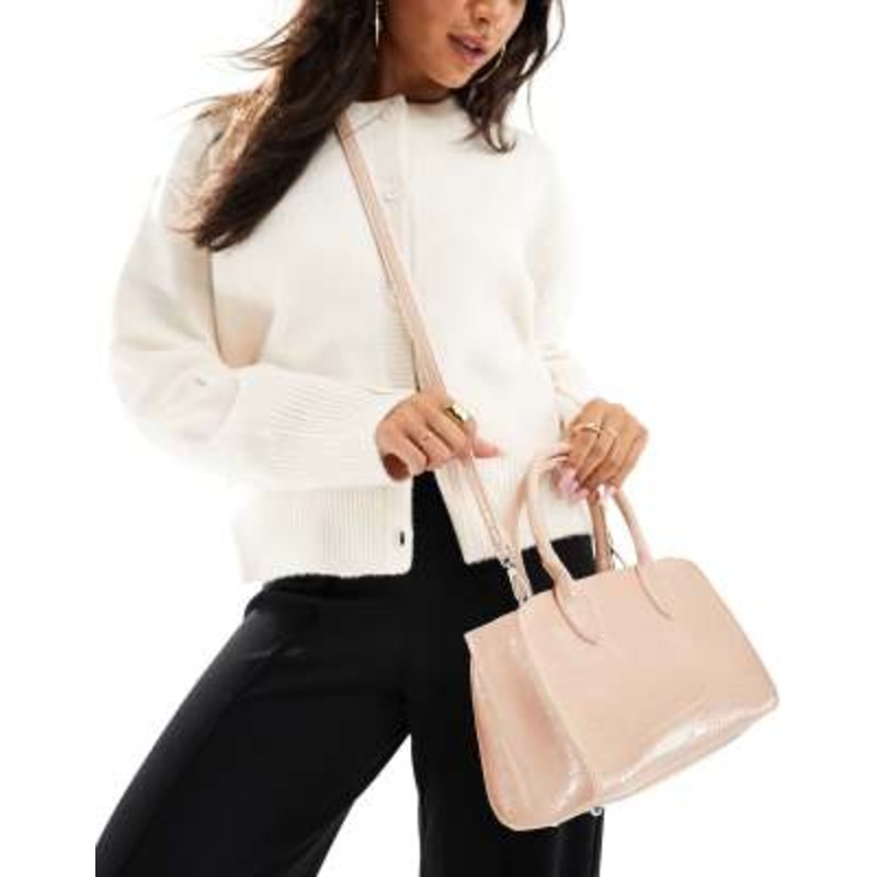 PASQ faux croc grab bag in off white