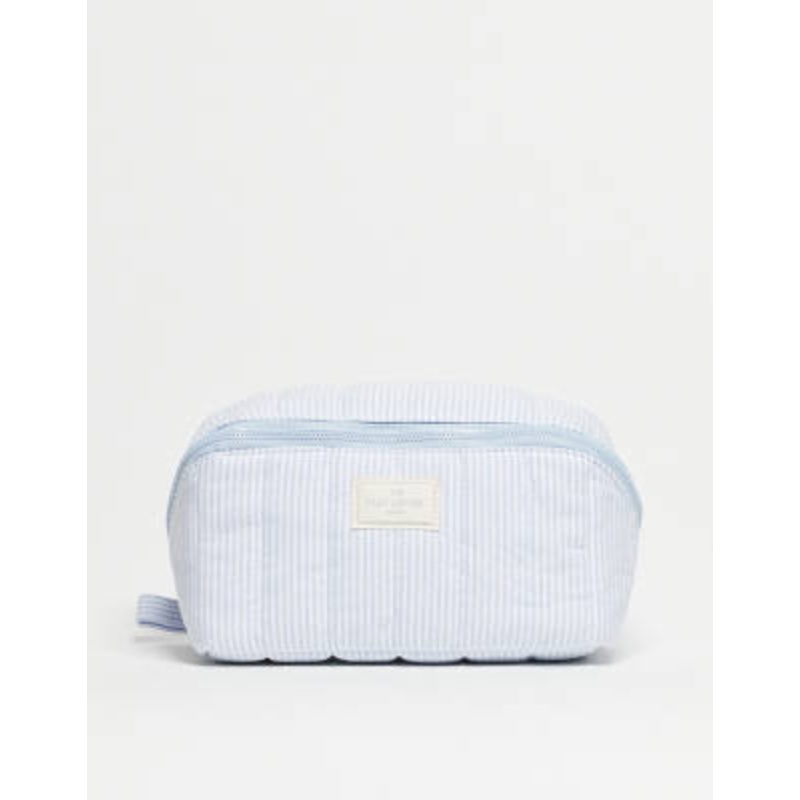 The Flat Lay Co. Marshmallow flat lay makeup box bag – cozy cotton blue stripes
