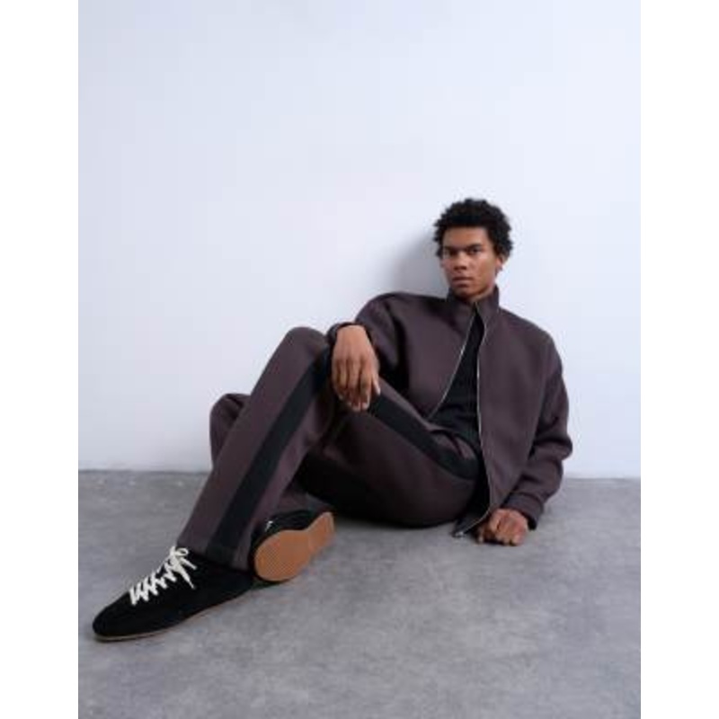 Topman baggy stripe panel sweatpants in brown