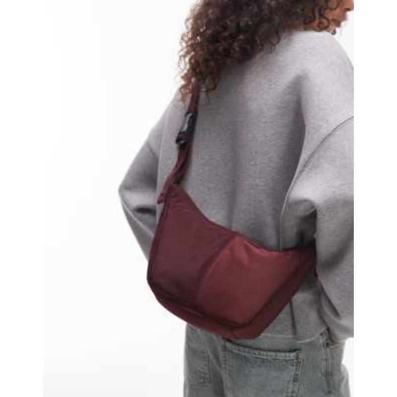 Topshop Carrie nylon cross-body bag in burgundy