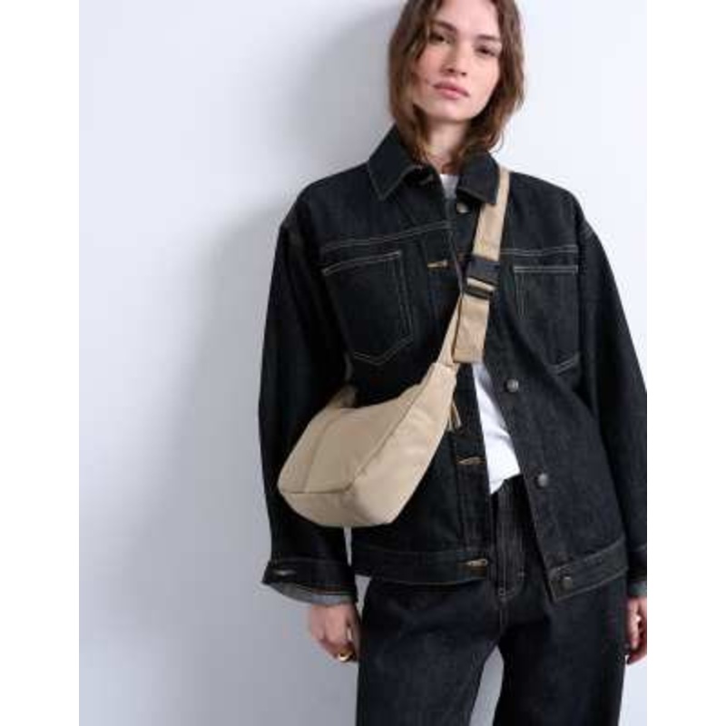 Topshop Carrie nylon cross-body bag in camel