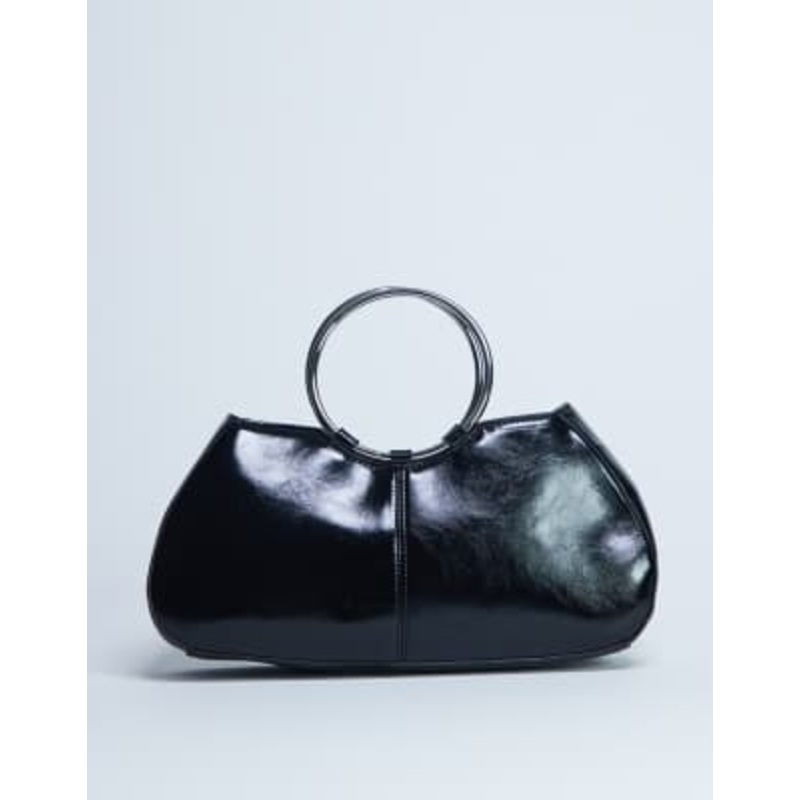 Topshop Griffith metal ring handle grab bag in black