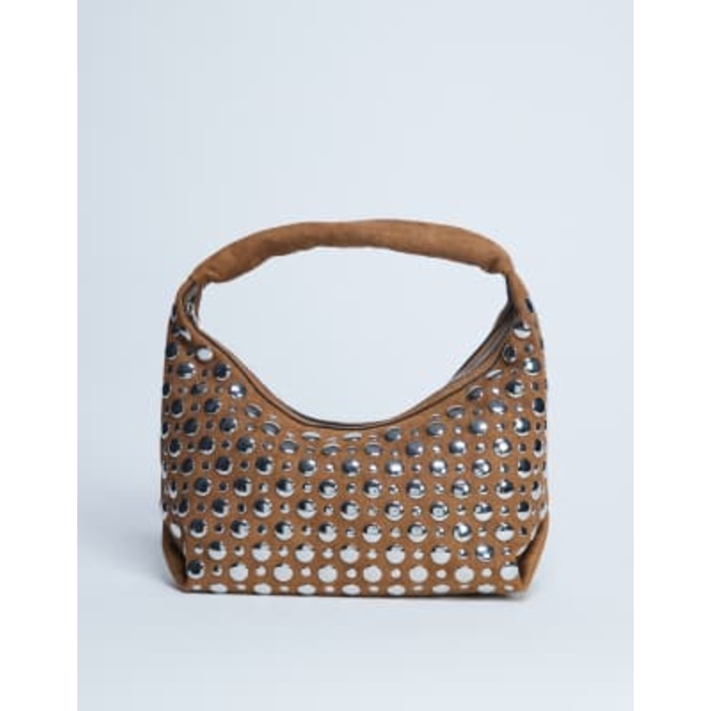 Topshop Samantha studded shoulder bag in tan