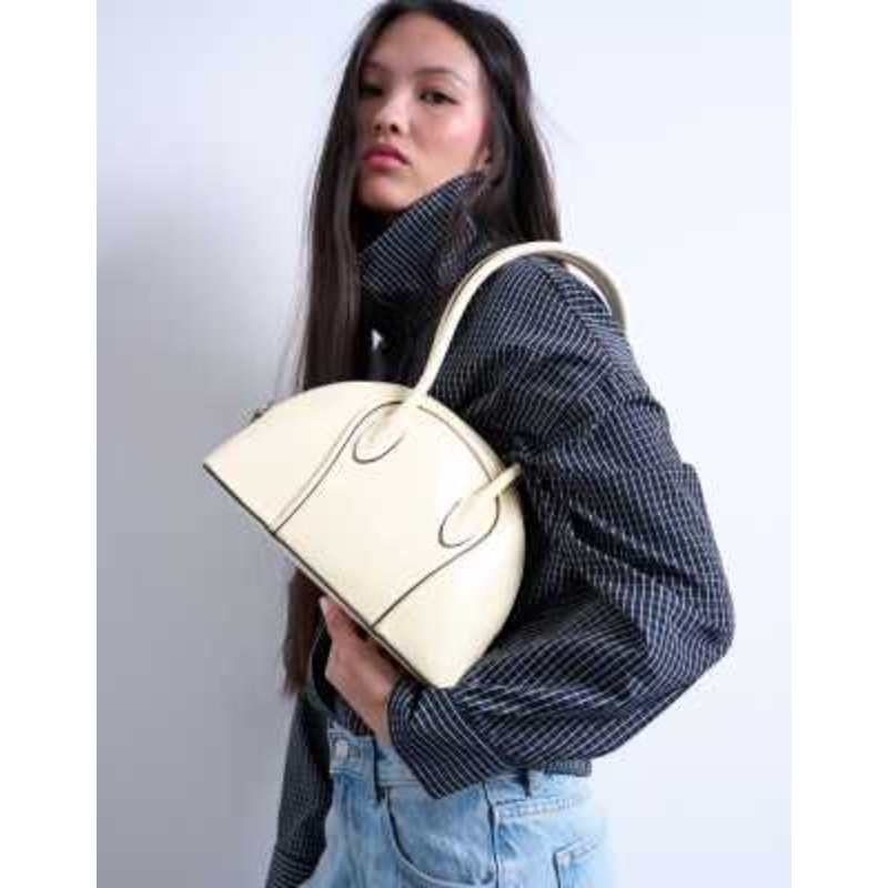 Topshop Saoirse patent shoulder bag in buttermilk