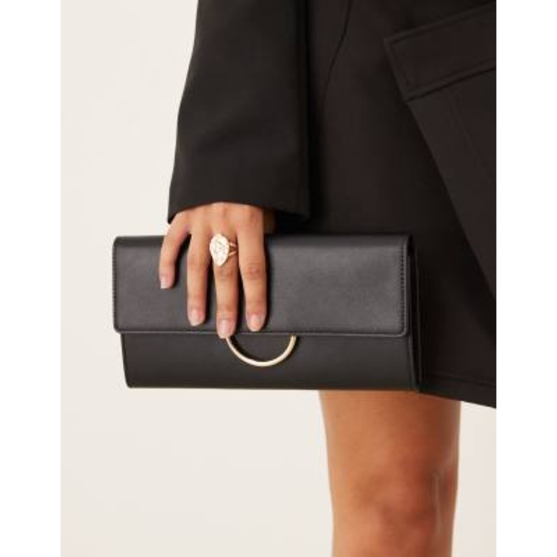 True Decadence minimal PU clutch bag in black