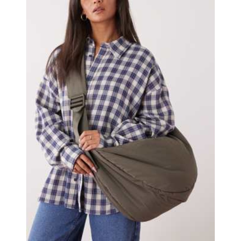 Weekday large padded cross body bag in khaki