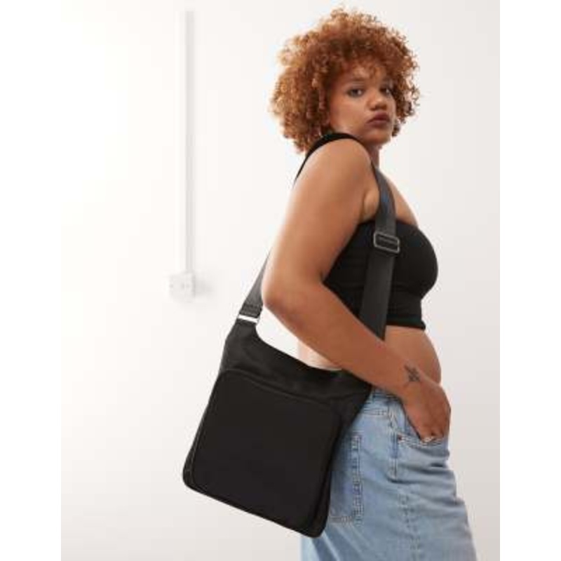 Weekday nylon cross-body bag in black