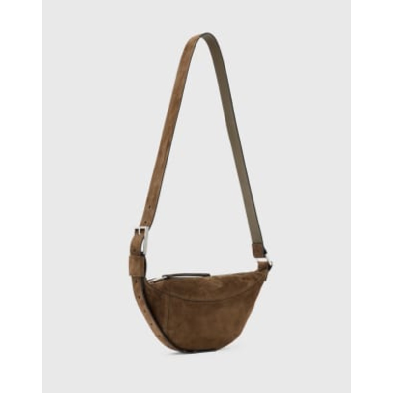AllSaints Luna suede crossbody bag in brown