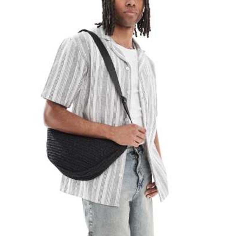 Jack & Jones crochet crossbody bag in black