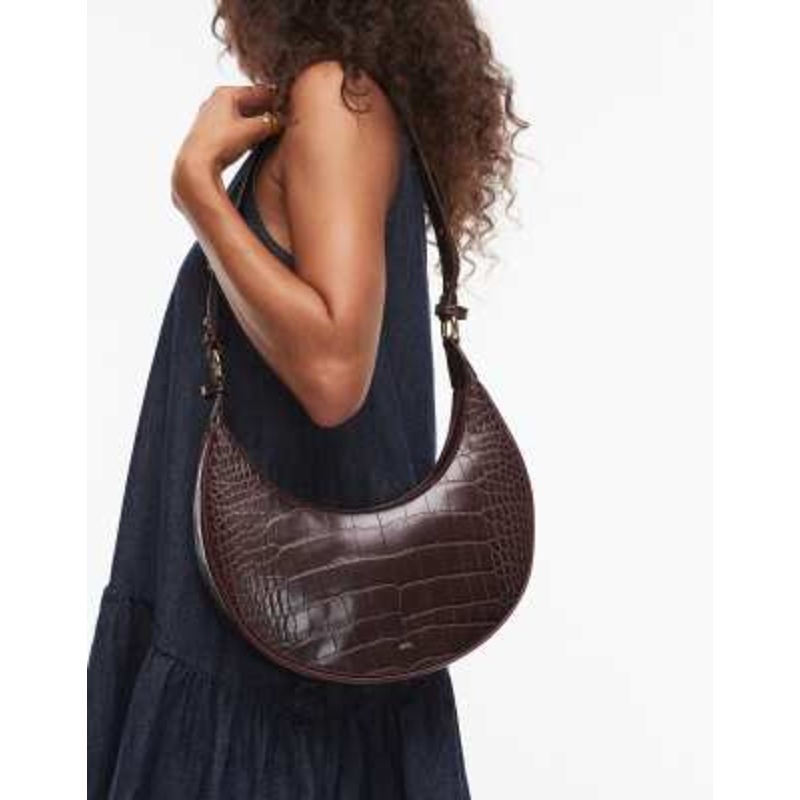 JW PEI Carly crossbody saddle bag in brown croc