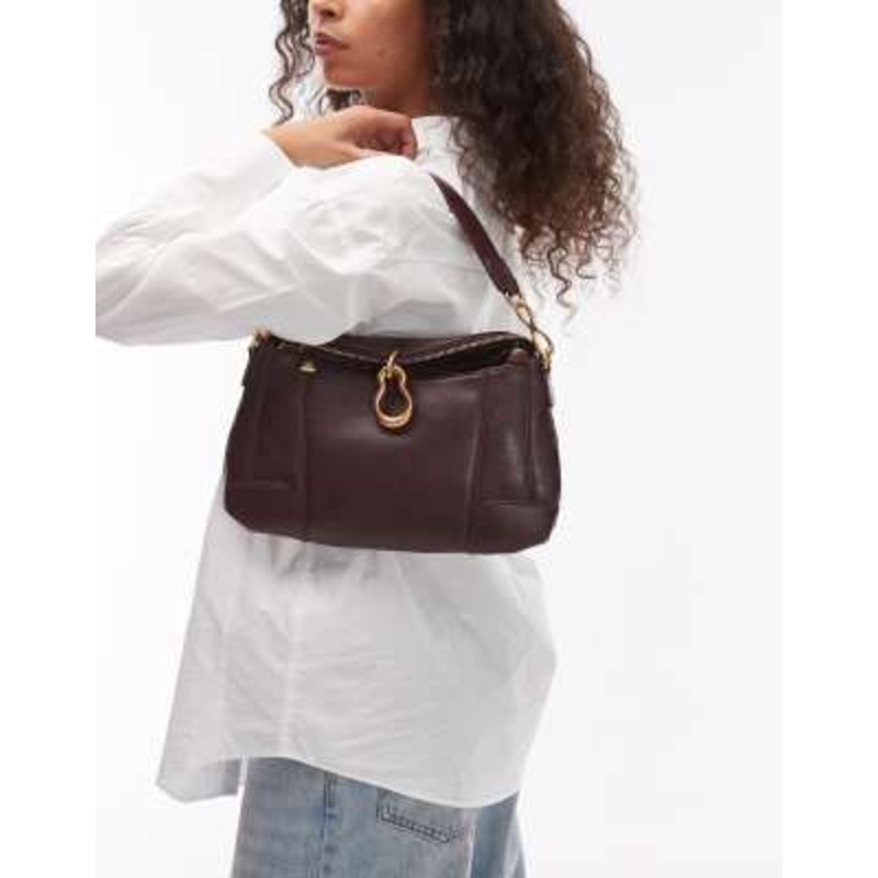 JW PEI Jayla shoulder bag with molten buckle detail in chocolate brown