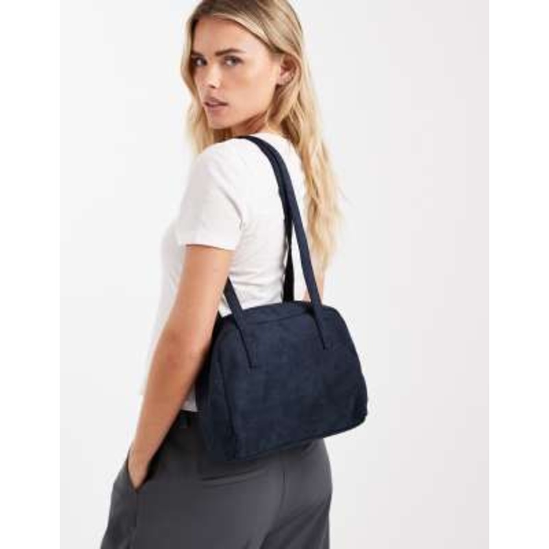PASQ twin strap small box shoulder bag in navy