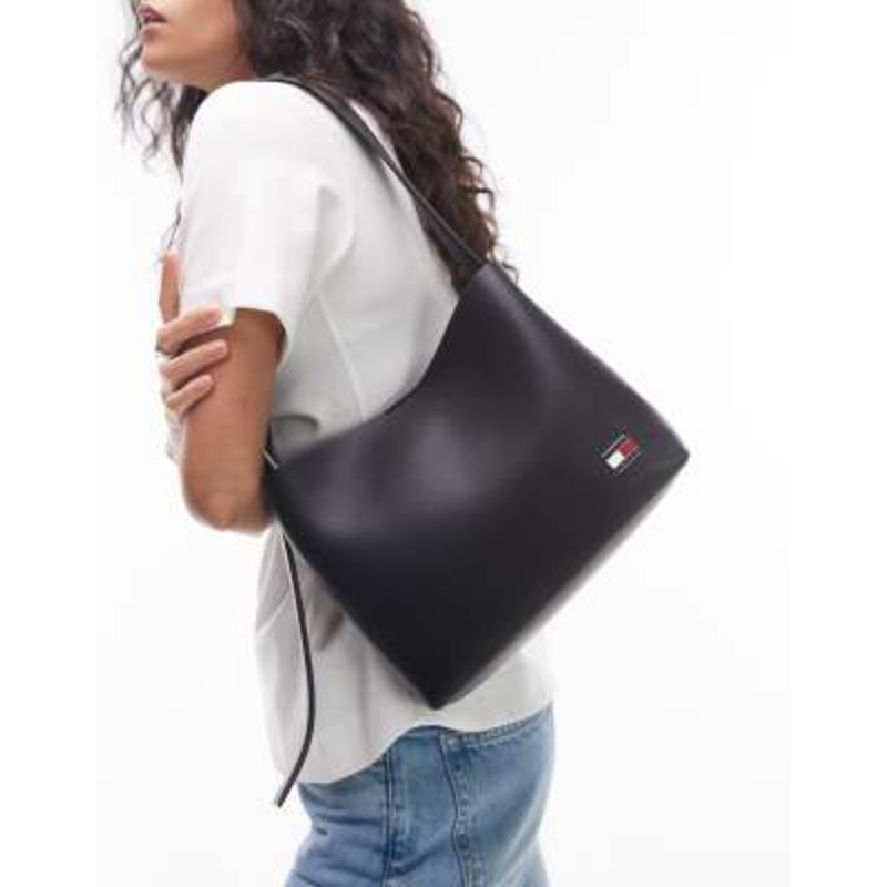 Tommy Jeans slouchy square shoulder bag in black