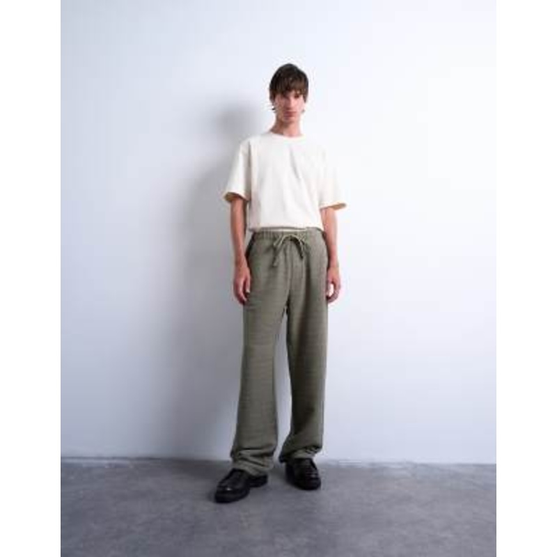 Topman baggy fit textured pants in khaki