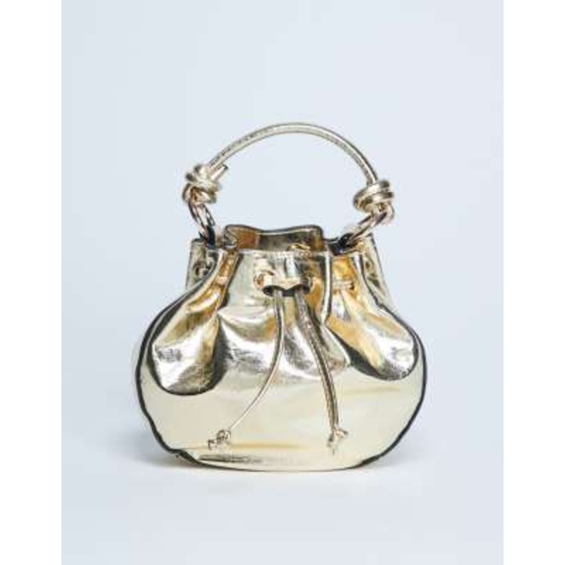 Topshop Gabs ruched drawstring bell bag in gold