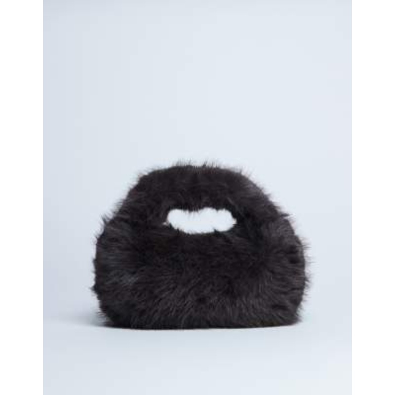 Topshop Gemima faux fur grab bag in chocolate