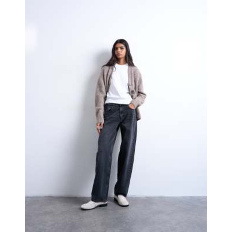 Topshop Lowrie low rise baggy jeans in washed black