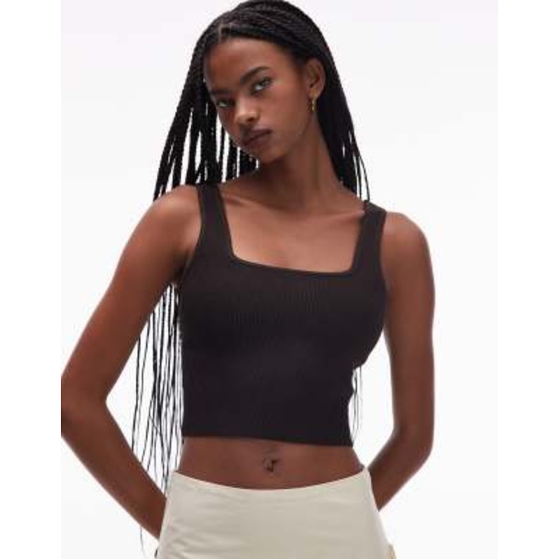 & Other Stories cropped knit tank top in brown