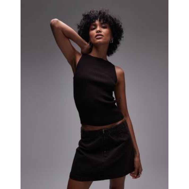& Other Stories sleeveless boatneck knit top in brown