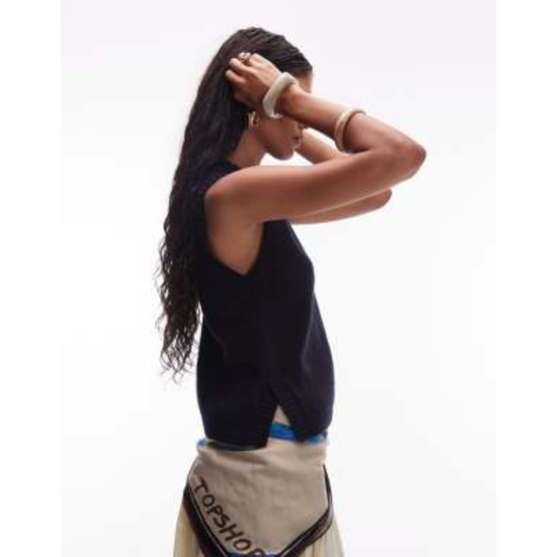 & Other Stories wool blend knit tank top in blue