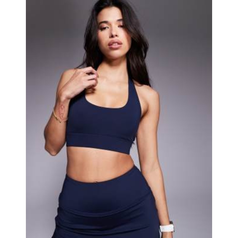 4505 active halter neck medium support sports bra in deep navy