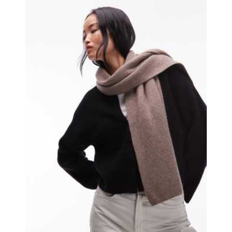 & Other Stories mix and match premium wool scarf in medium mole beige