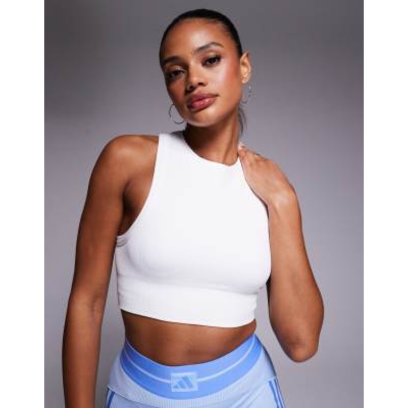 4505 Active double layer support seamless rib sports bra in white