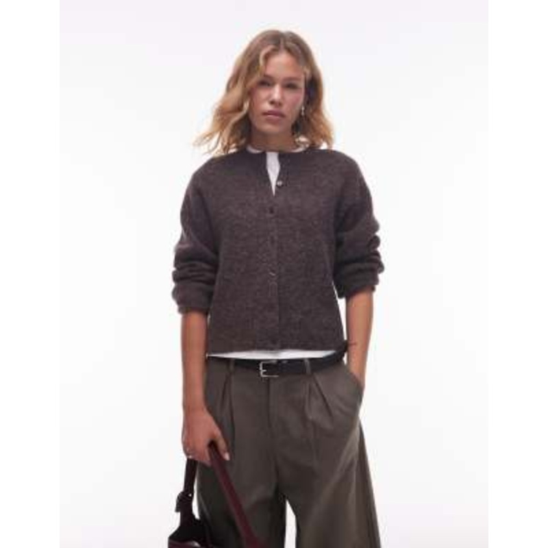 & Other Stories alpaca and wool cardigan with button front in brown