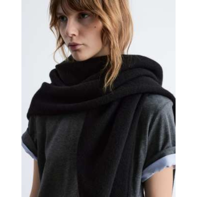 & Other Stories premim wool triangle scarf in black